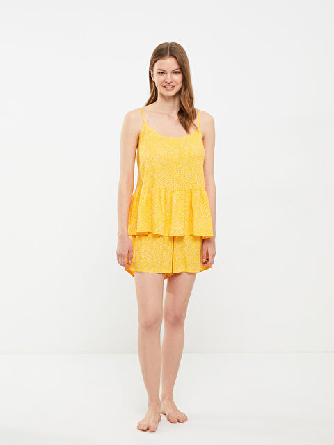 LCW DREAM U Yaka Desenli Askılı Viskon Kadın Pijama Takımı