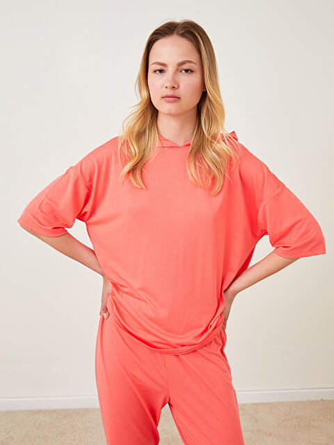 LCW DREAM Haut de pyjama uni à capuche à manches courtes pour Femmes - S2IF10Z8-GG7