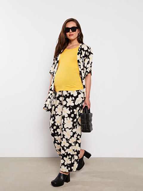 LCWAIKIKI Maternity Karın Panelli Beli Lastikli Çiçekli Hamile Pantolon - S2IF64Z8-LQJ