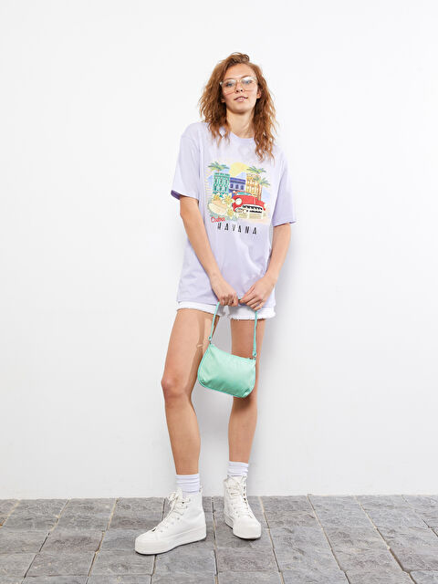 LCW Vision Crew Neck Printed Short Sleeve Cotton Women's T-shirt - S2IJ81Z8-G7S