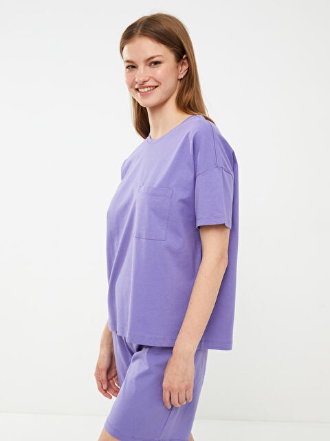 LCW Young Bisiklet Yaka Düz Kısa Kollu Pamuklu Kadın Pijama Takımı - S2IK13Z8-GMS