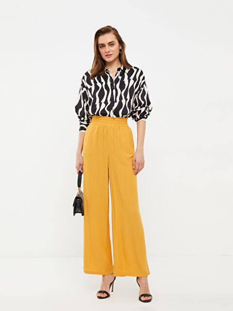 LCWAIKIKI Basic Beli Lastikli Rahat Kalıp Düz Viskon Kadın Pantolon