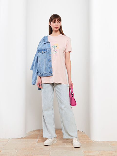 LCW Modest Crew Neck Printed Short Sleeve Women's Tunic - S2IQ66Z8-G4J