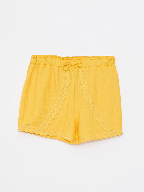 LCW Kids Beli Lastikli Dantel Detaylı Kız Çocuk Şort - S2IS34Z4-GAU