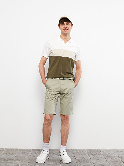 XSIDE Slim Fit Belted Gabardine Men's Shorts - S2IT46Z8-RLJ