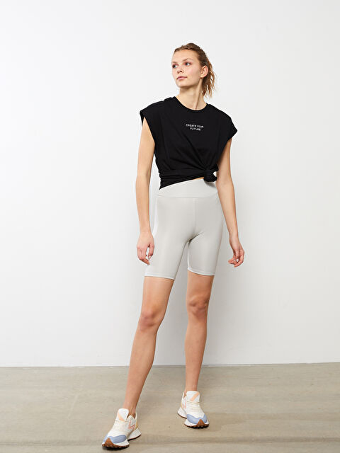 XSIDE Women's Elastic Waist Plain Short Leggings - S2IT86Z8-S8P