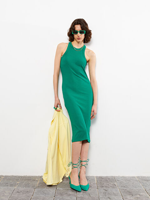 LCW Vision Women's Crew Neck Straight Sleeveless Bodycon Dress - S2IV51Z8-H0R