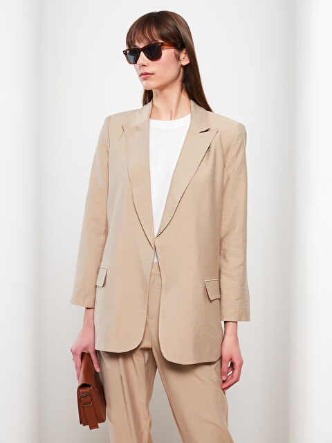 LCW Modest Front Button Closure Straight Long Sleeve Women's Jacket - S2IY10Z8-S2M