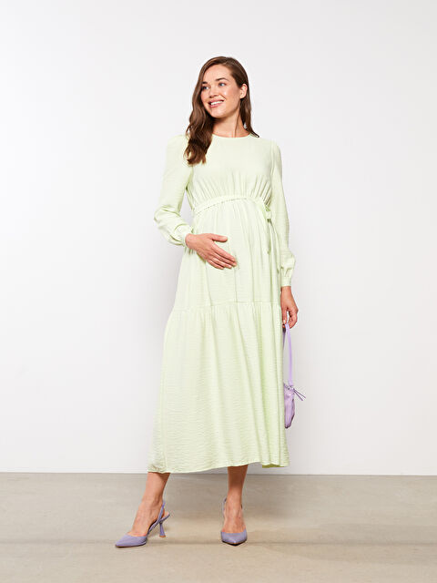 LCWAIKIKI Maternity Crew Neck Plain Long Sleeve Maternity Dress - S2J434Z8-FVF