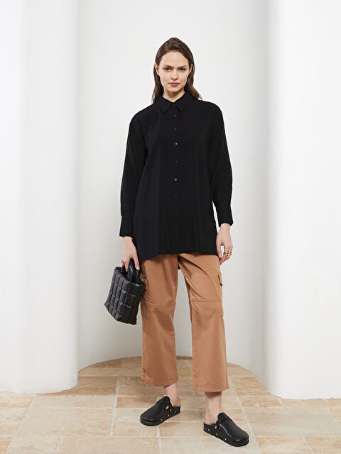 LCW Modest قميص تونيك للسيدات كم طويل سادة - S2J575Z8-RQL