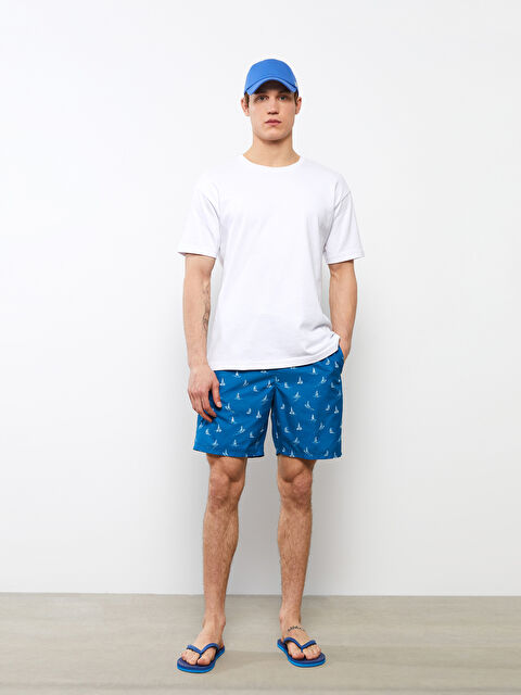 LCW SWIMWEAR Diz Hizası Boy Desenli Erkek Deniz Şortu