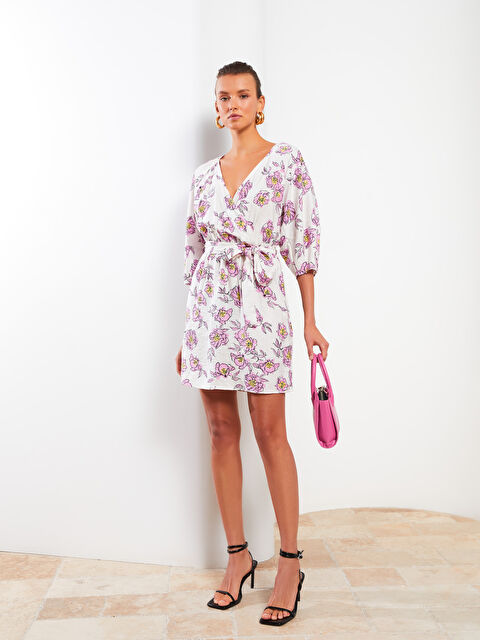 LCW Vision Double Breasted Floral Dress - S2J848Z8-LT4