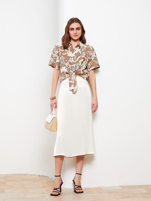 LCW Vision Waist Zippered Regular A-Cut Satin Women's Skirt - S2J856Z8-LXH