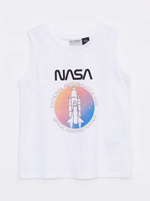 LCW Kids Crew Neck Nasa Printed Cotton Girls' Singlet - S2JB15Z4-FFB