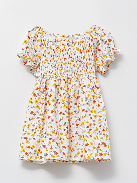 LCW baby Crew Neck Short Sleeve Printed Cotton Baby Girl Dress - S2JE19Z1-LRA