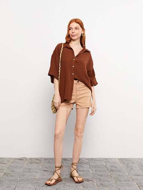 LCW Jeans Mom Fit Düz Cep Detaylı Kadın Jean Şort - S2JF22Z8-GQP