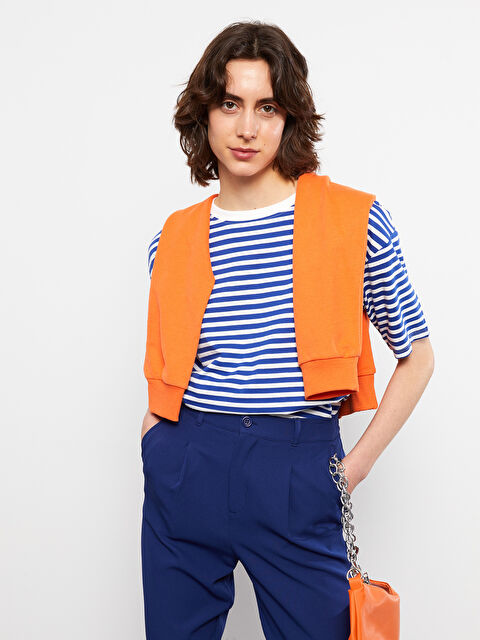 LCW Vision Crew Neck Striped Short Sleeve Women's T-Shirt - S2JF29Z8-LGS