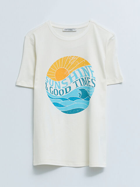 LCW Vision Crew Neck Printed Short Sleeve Cotton Women's T-shirt - S2JG44Z8-R9J