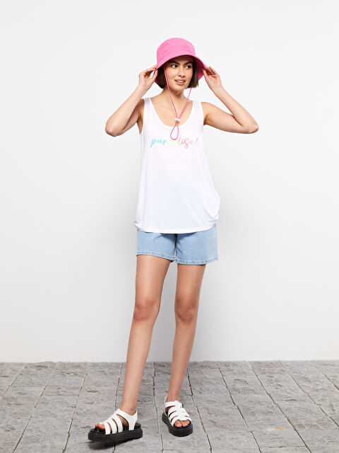 LCW Vision Débardeur Athlète Imprimé Viscose Encolure En U - S2JJ13Z8-R9J