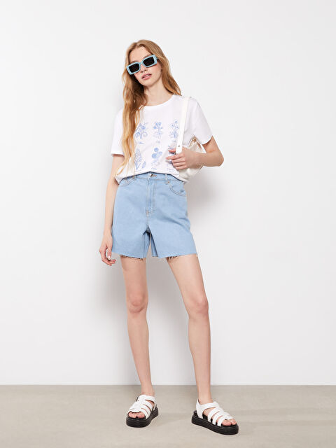 XSIDE Standart Fit Düz Cep Detaylı Kadın Jean Şort - S2JN42Z8-S54