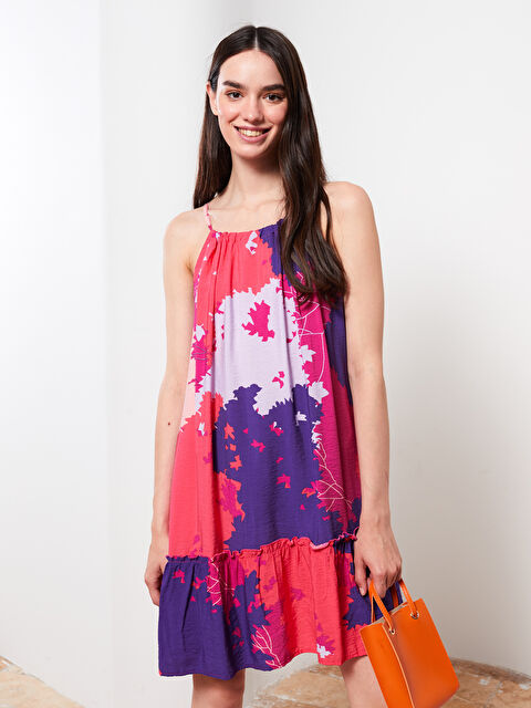 LCW Vision U Yaka Desenli Askılı Poplin Kadın Elbise - S2JY33Z8-LTM