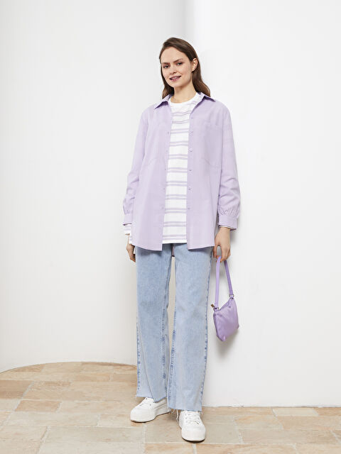 LCW Modest قميص تونيك بوبلين سادة للسيدات - S2JY67Z8-SGA