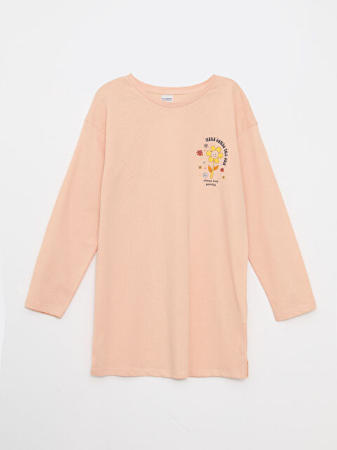 LCW Kids تونيك للبنات كم طويل مطبوع برقبة دائرية - S2K259Z4-FME