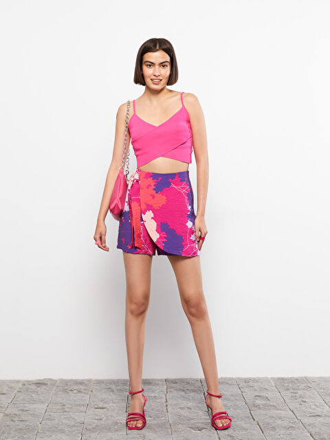 LCW Vision Beli Fermuarlı Desenli Kadın Şort Etek - S2K798Z8-LTM