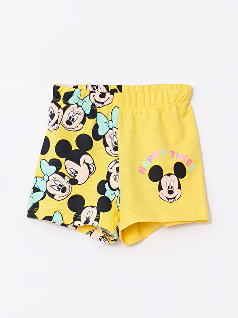 LCW baby Beli Lastikli Minnie Mouse Baskılı Pamuklu Kız Bebek Şort
