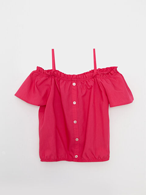 LCW Kids بلوزة بنات كم قصير سادة برقبة واسعة من الفيسكوز - S2KD83Z4-HUB