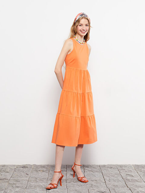 LCW Vision Boat Neck Straight Sleeveless Poplin Women's Dress - S2KF40Z8-GLP