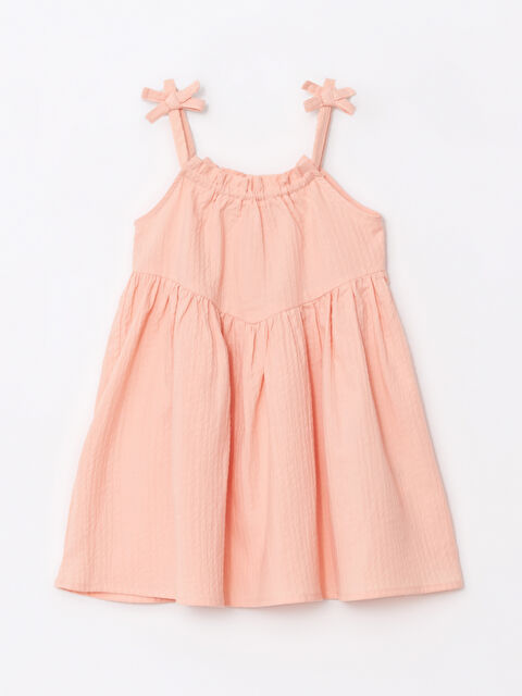 LCW baby Bisiklet Yaka Askılı Pamuklu Kız Bebek Elbise