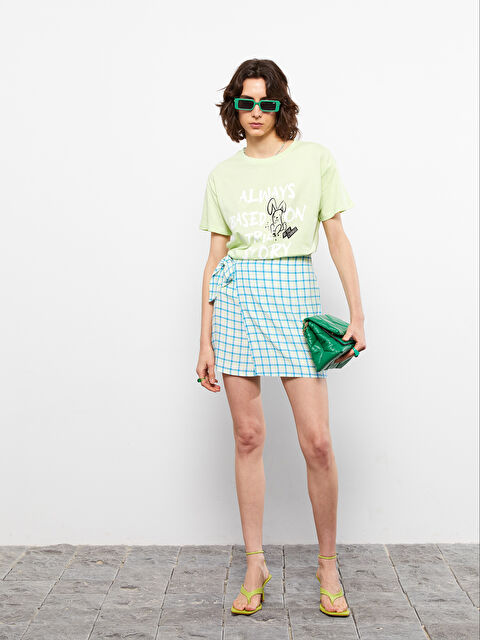 LCW Vision Crew Neck Printed Short Sleeve Cotton Women's T-shirt - S2KG82Z8-FYA