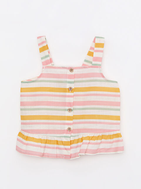 LCW baby Square Collar Strap Striped Baby Girl Shirt - S2KH64Z1-LFC
