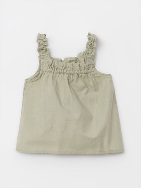 LCW baby Square Neck Strap Cotton Baby Girl Blouse - S2KH67Z1-GHY