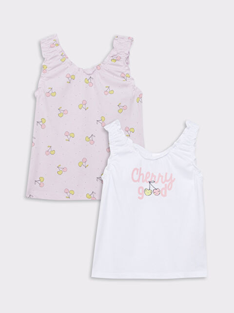 LCW baby رياضية قطنية مطبوعة برقبة دائرية لطفلة - قطعتان - S2KI73Z1-LTM