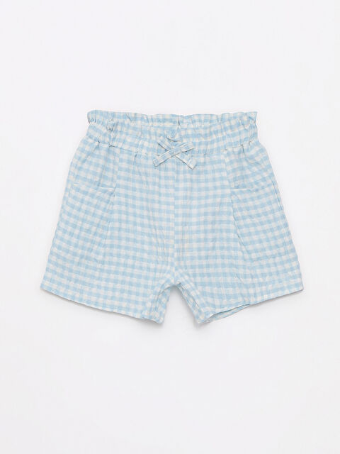 LCW baby Beli Lastikli Ekose Desenli Kız Bebek Şort - S2KI89Z1-LLC