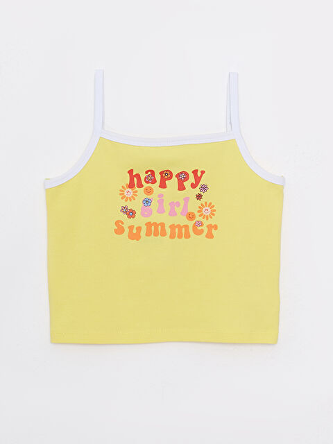 LCW Kids Square Collar Printed Strap Cotton Girls' Singlet - S2KK48Z4-FSG