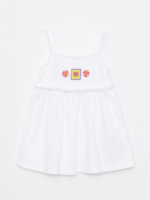LCW baby Robe Fille Bébé à Col Carré avec Détails de Broderie et Bretelles - S2L049Z1-R9K