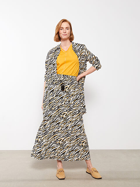 LCW Grace Elastic Waist Patterned A-Cut Viscose Women's Skirt - S2L050Z8-F9C