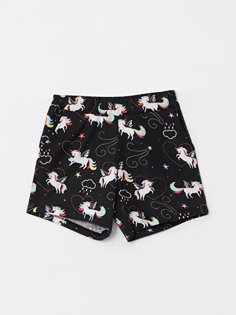 LCW Kids Girls' Patterned Shorts with Elastic Waist - S2L223Z4-LQJ