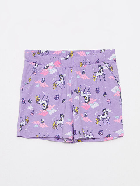 LCW Kids Beli Lastikli Desenli Kız Çocuk Şort