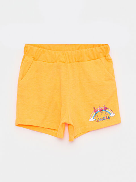 LCW Kids Elasticated Waist Printed Girls' Shorts - S2L224Z4-MD5