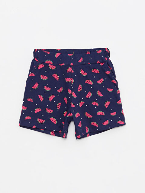 LCW Kids Elasticated Waist Printed Girls' Shorts - S2L225Z4-LSJ