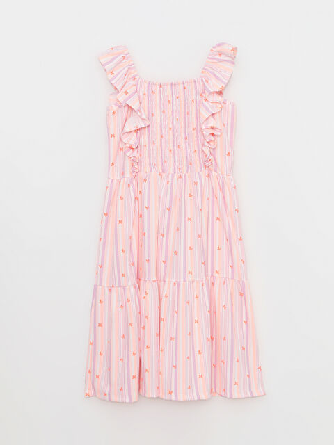 LCW Kids Kare Yaka Desenli Kız Çocuk Elbise - S2L398Z4-LSR