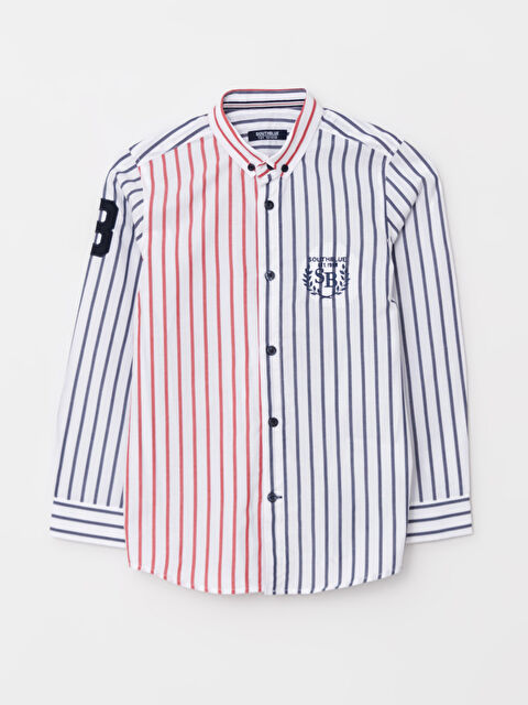 SOUTHBLUE Striped Long Sleeve Boys' Shirt - S2L471Z4-P8J