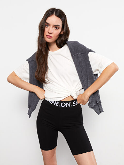 LCW Vision Beli Lastikli Baskılı Kadın Şort Tayt