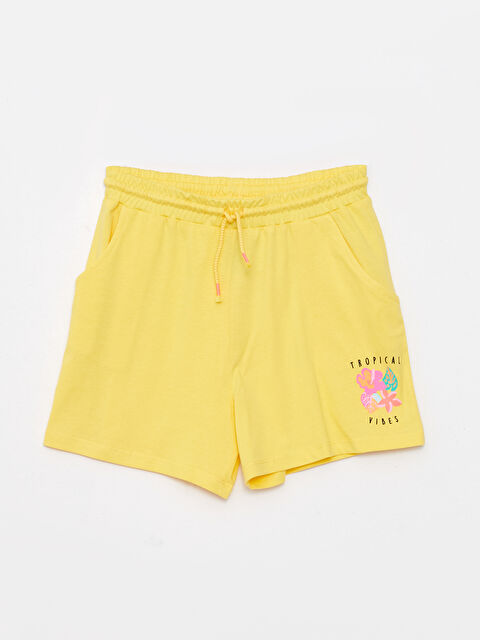 LCW Kids Beli Lastikli Baskılı Kız Çocuk Şort