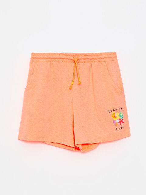 LCW Kids Elasticated Waist Printed Girls' Shorts - S2LA17Z4-PGD