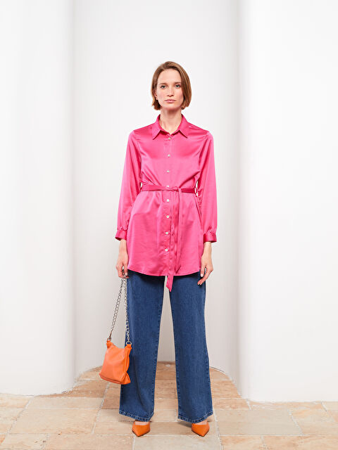 LCW Modest Plain Long Sleeve Satin Women's Shirt Tunic - S2LC94Z8-L0R